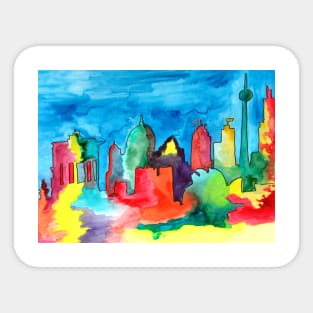 Berlin colourful -  watercolour sketch of Berlin landmarks Sticker